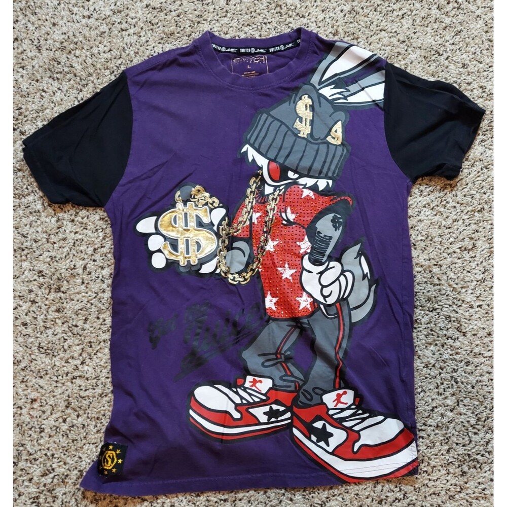 Switch Remarkable T-shirt Purple Bunny "Get The Juice" Print Men's Size Large